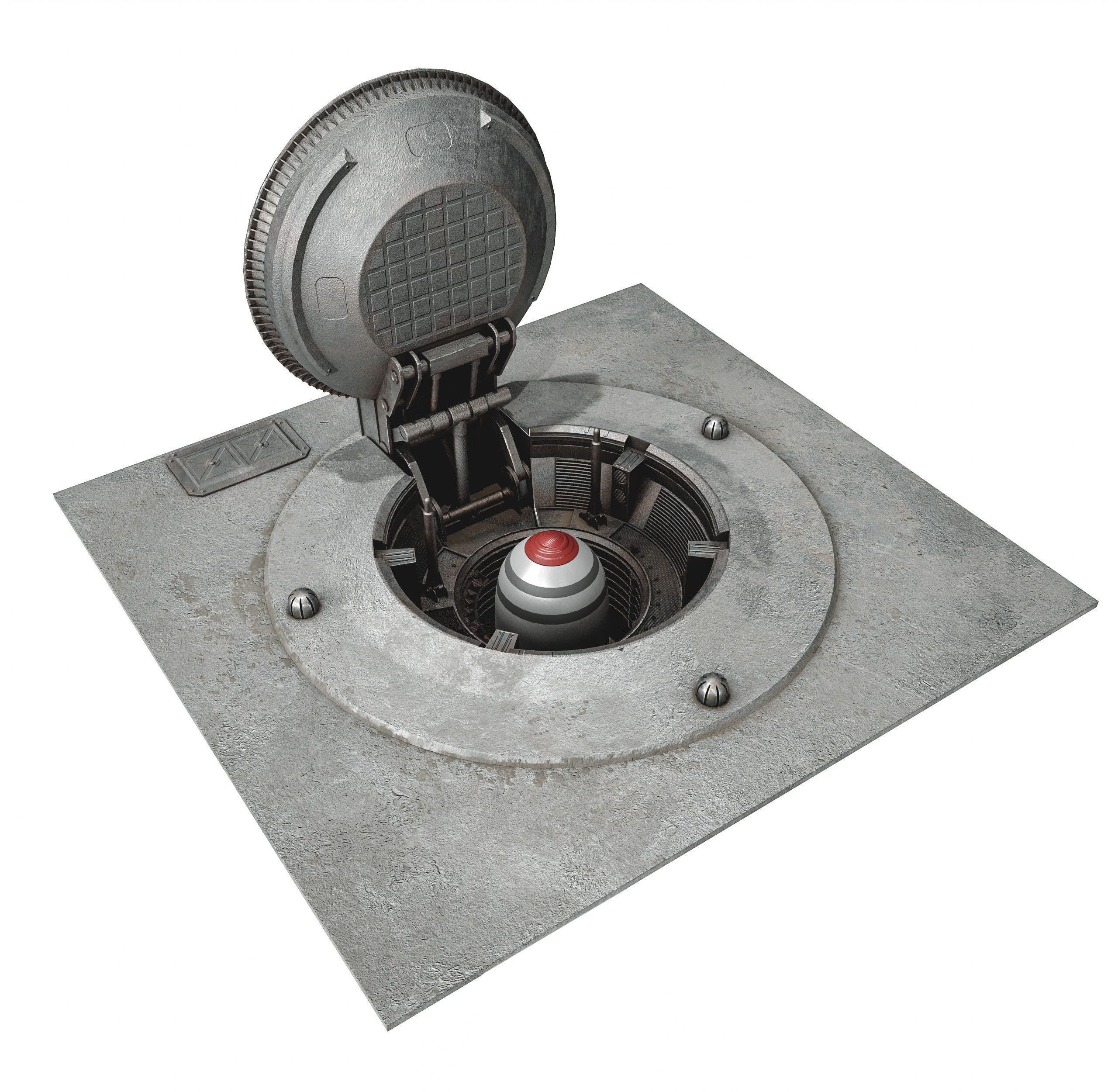 Missile Silo With Ballistic Missile Low-poly 3D model_16