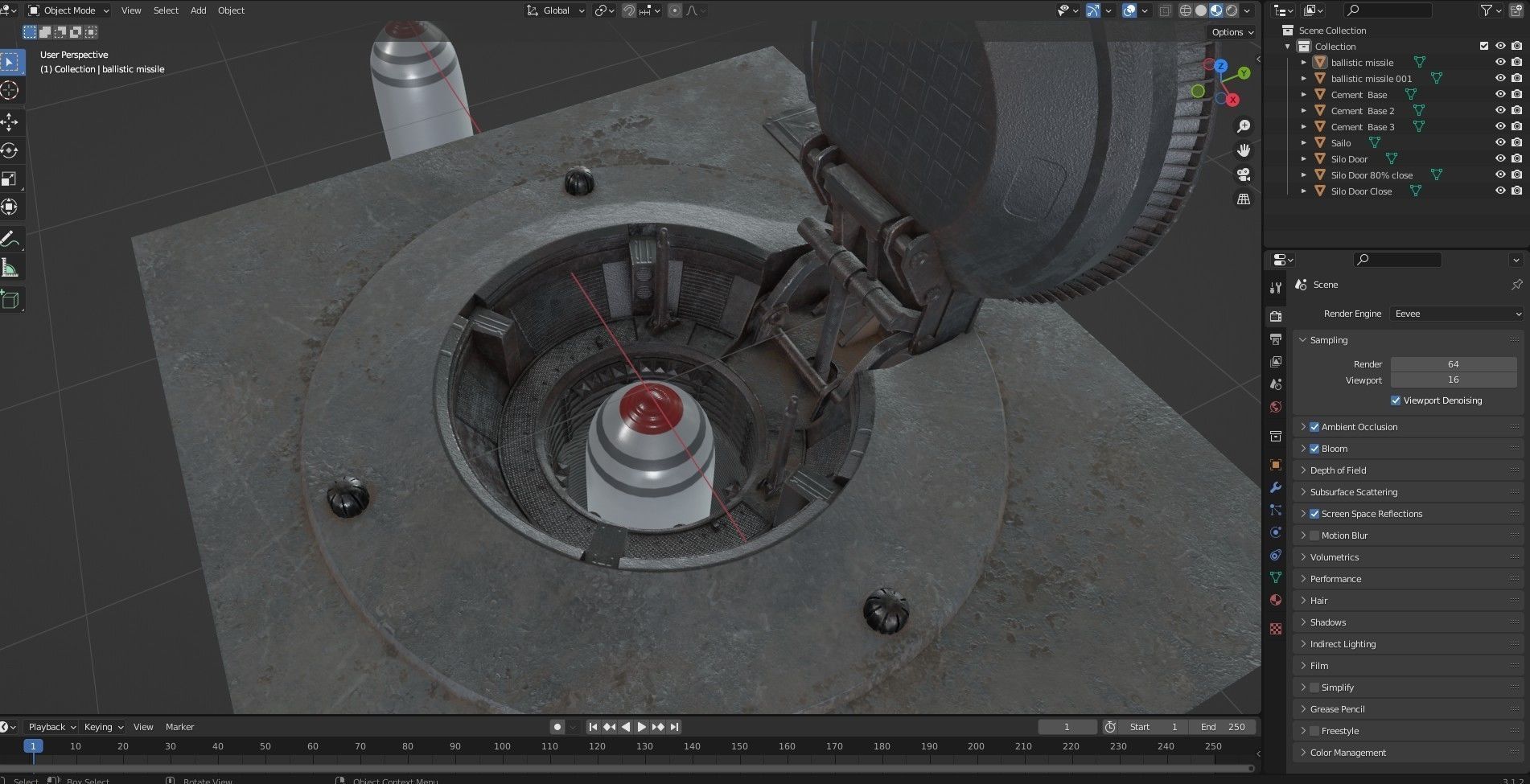 Missile Silo With Ballistic Missile Low-poly 3D model_19