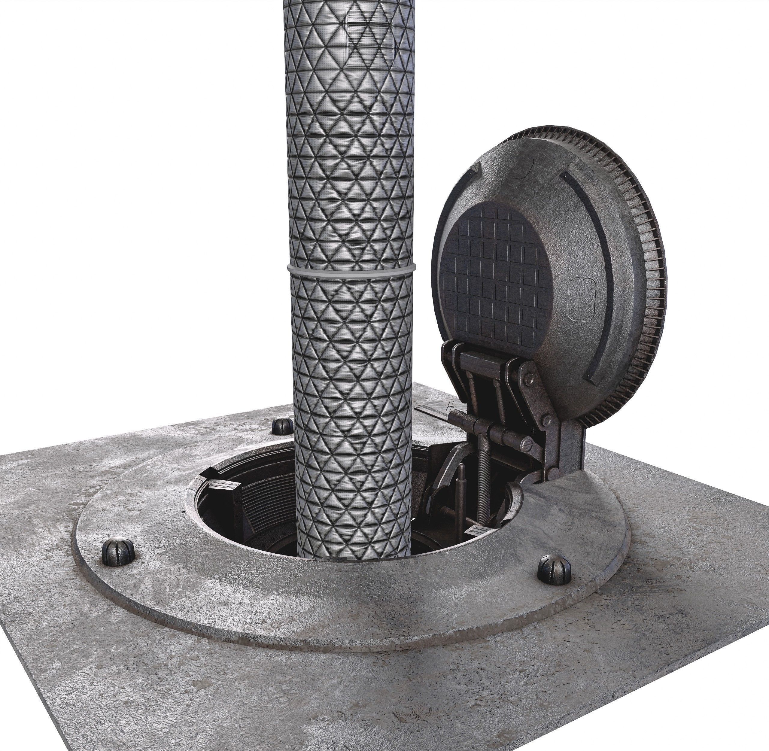 Missile Silo With Ballistic Missile Low-poly 3D model_4