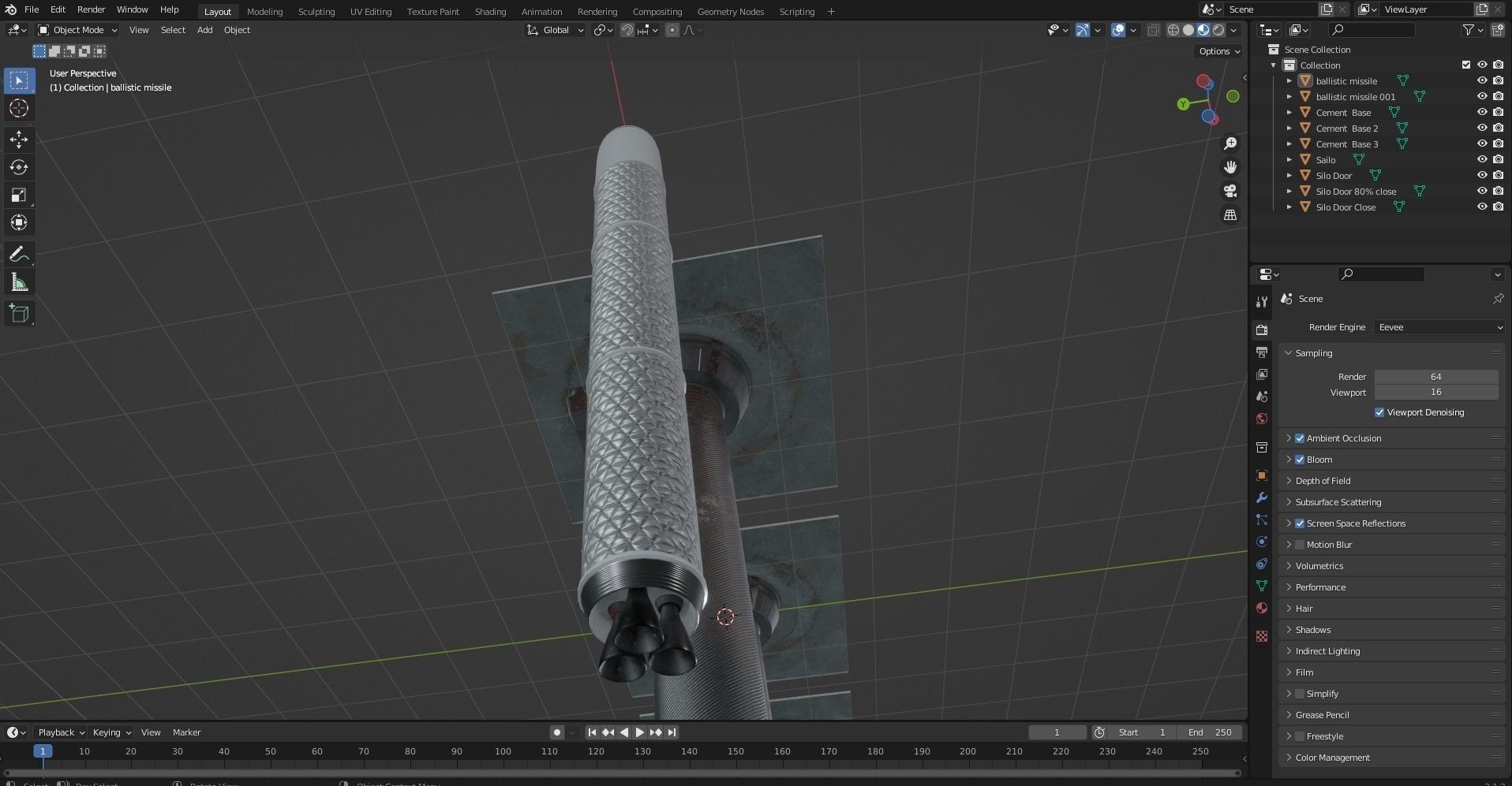 Missile Silo With Ballistic Missile Low-poly 3D model_20
