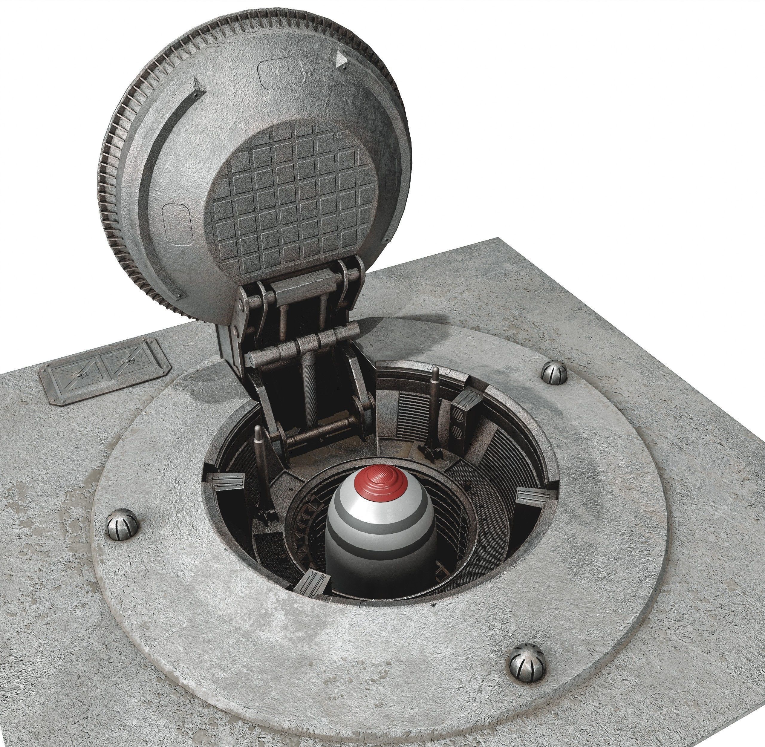 Missile Silo With Ballistic Missile Low-poly 3D model_8