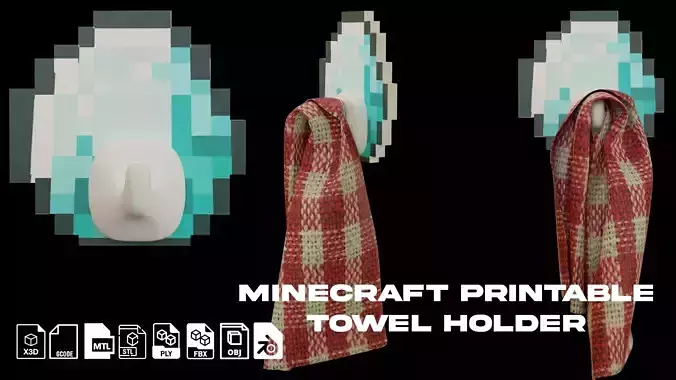 Printable minecraft Diamond towel holder 3D print model