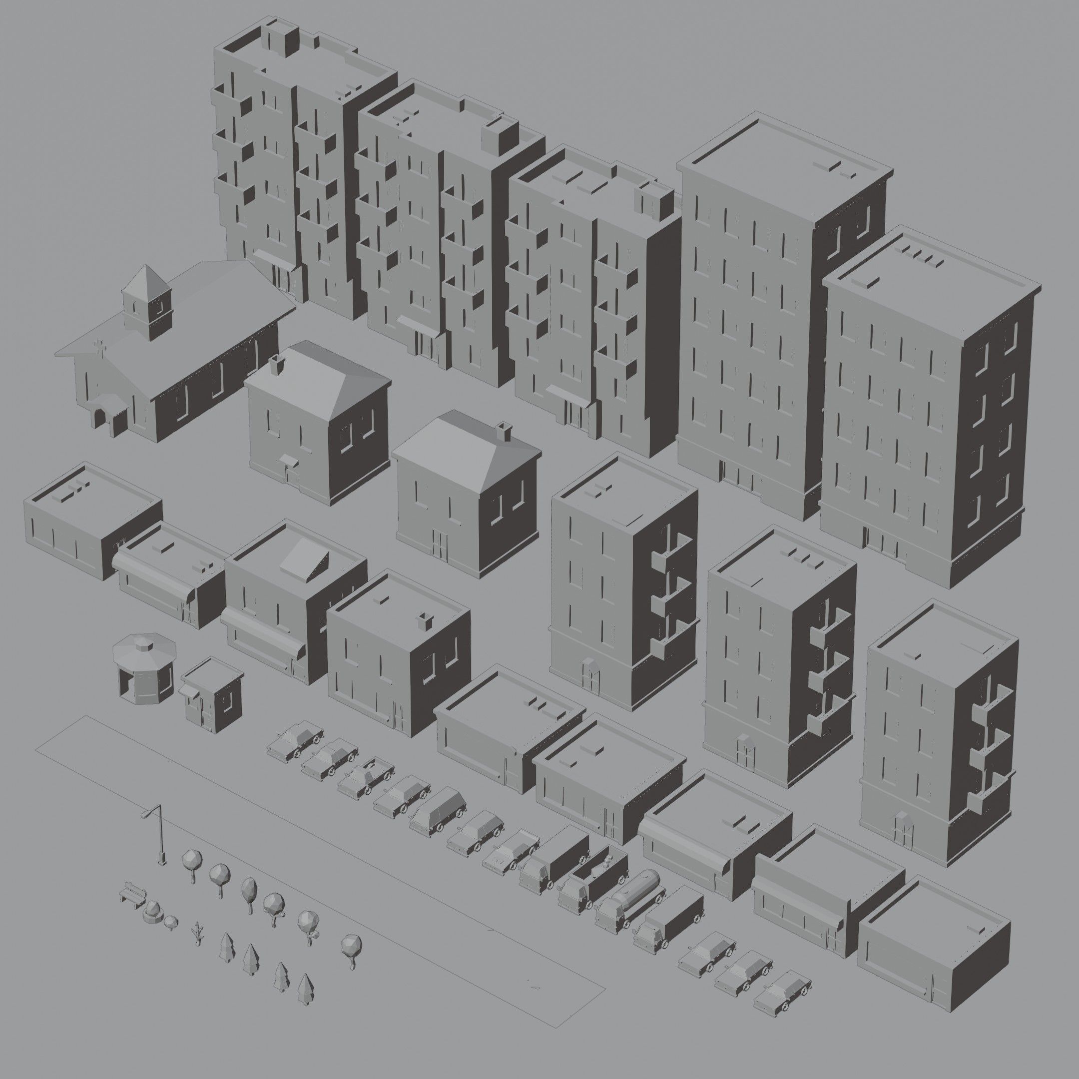 Low-poly City Assets Low-poly 3D model_10