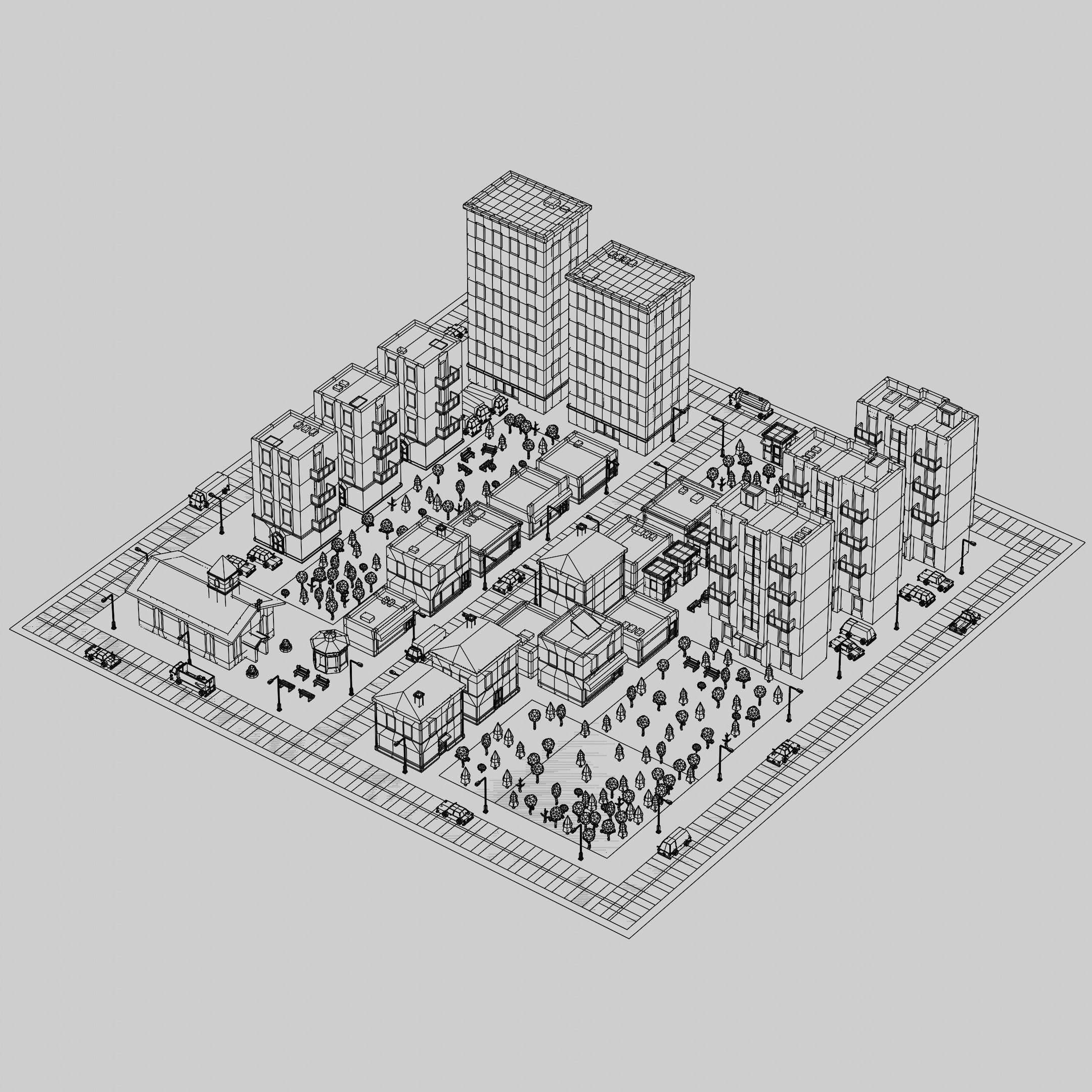 Low-poly City Assets Low-poly 3D model_9