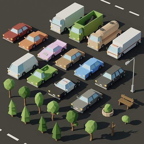 Low-poly City Assets Low-poly 3D model 7