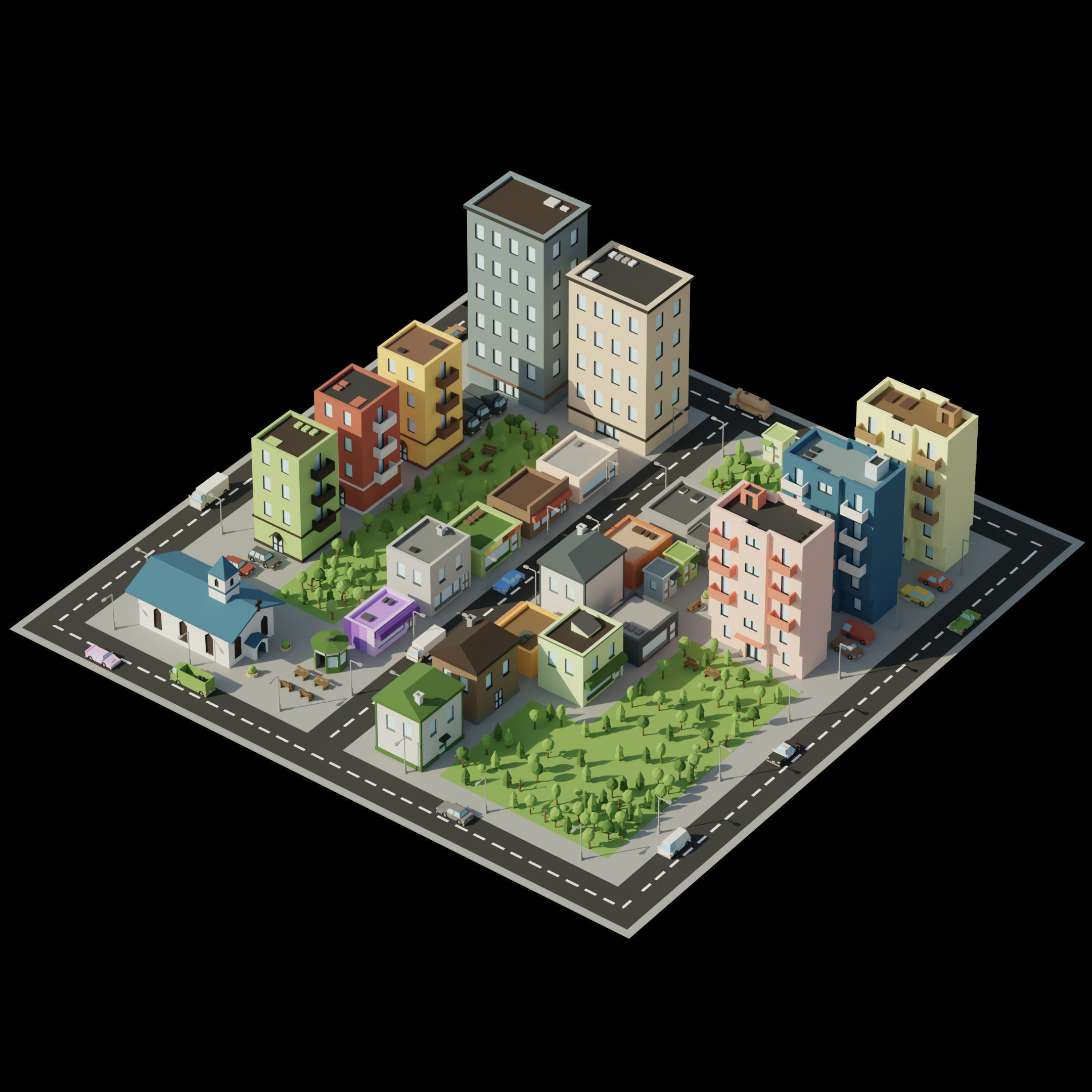 Low-poly City Assets Low-poly 3D model_17
