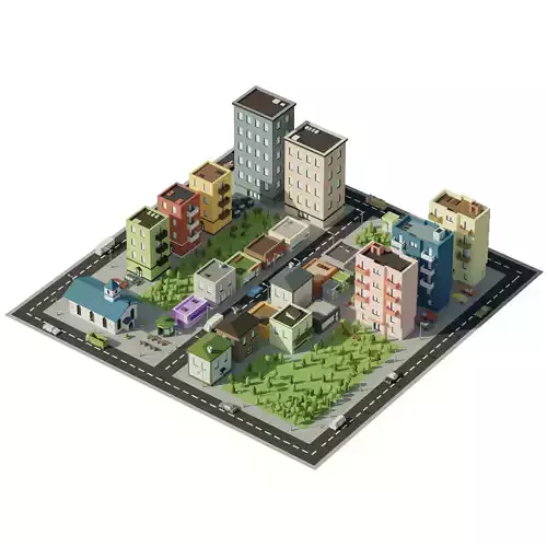 Low-poly City Assets Low-poly 3D model