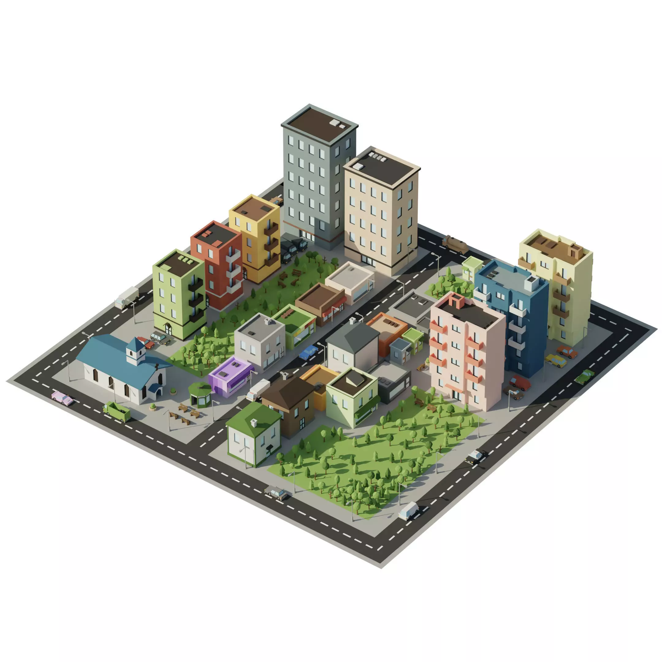 Low-poly City Assets Low-poly 3D model_0