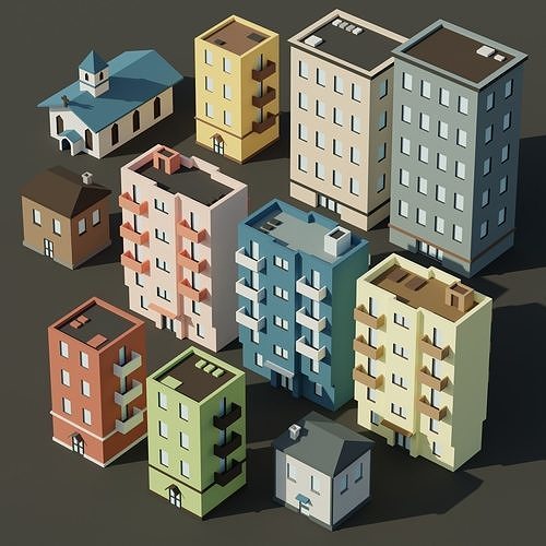 Low-poly City Assets Low-poly 3D model 5