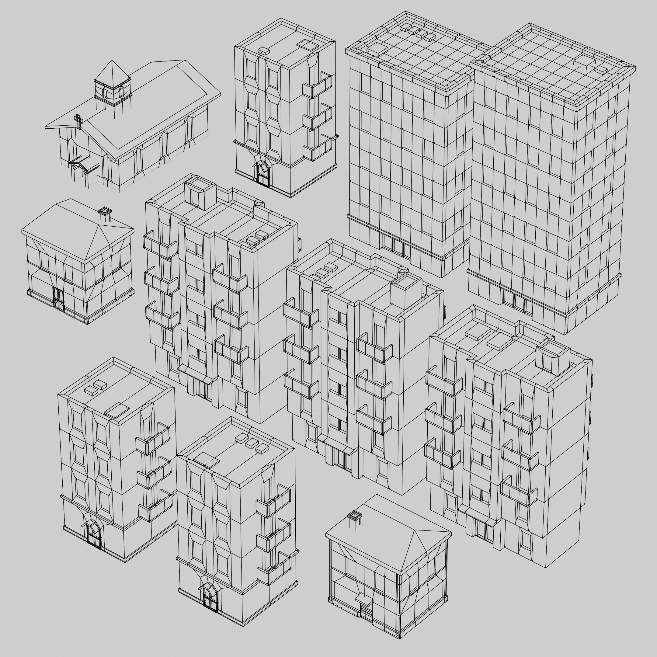 Low-poly City Assets Low-poly 3D model_6