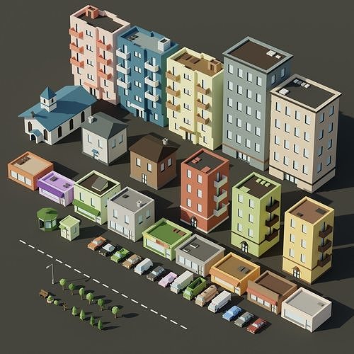 Low-poly City Assets Low-poly 3D model 2