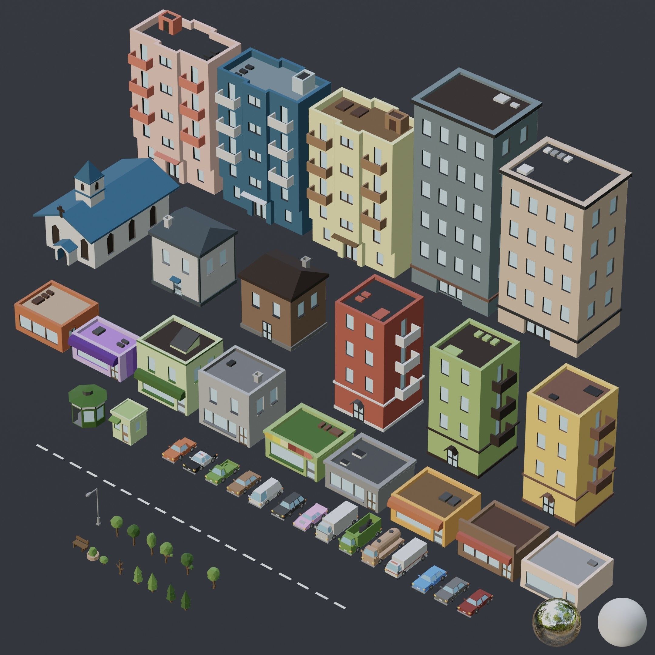 Low-poly City Assets Low-poly 3D model_11