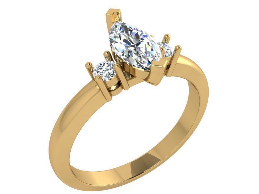 3-Stone round diamond ring 3457 3D print model 3D print model_1