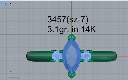 3-Stone round diamond ring 3457 3D print model 3D print model_4