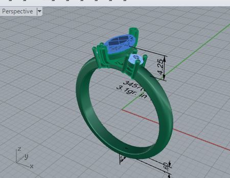 3-Stone round diamond ring 3457 3D print model 3D print model_7