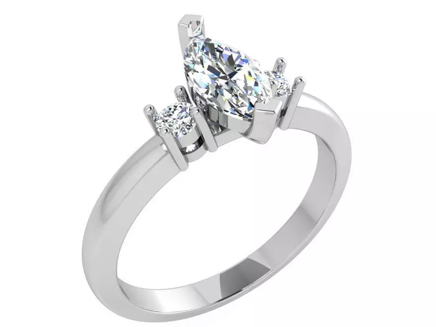 3-Stone round diamond ring 3457 3D print model 3D print model_0