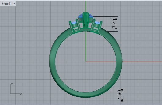 3-Stone round diamond ring 3457 3D print model 3D print model_5
