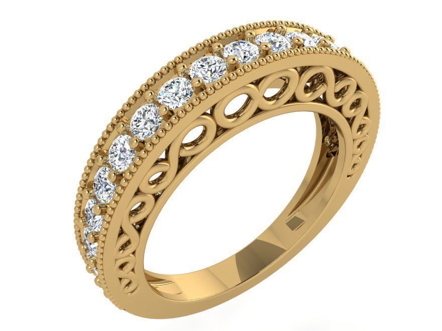 Diamond signet ring 3458 3D print model 3D print model_1