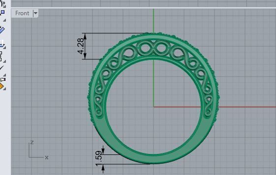Diamond signet ring 3458 3D print model 3D print model_5