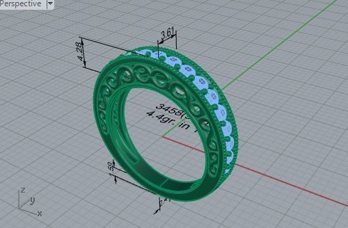 Diamond signet ring 3458 3D print model 3D print model_7