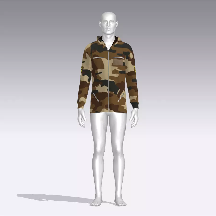 Hoodie mannequin in camouflage Low-poly 3D model_0