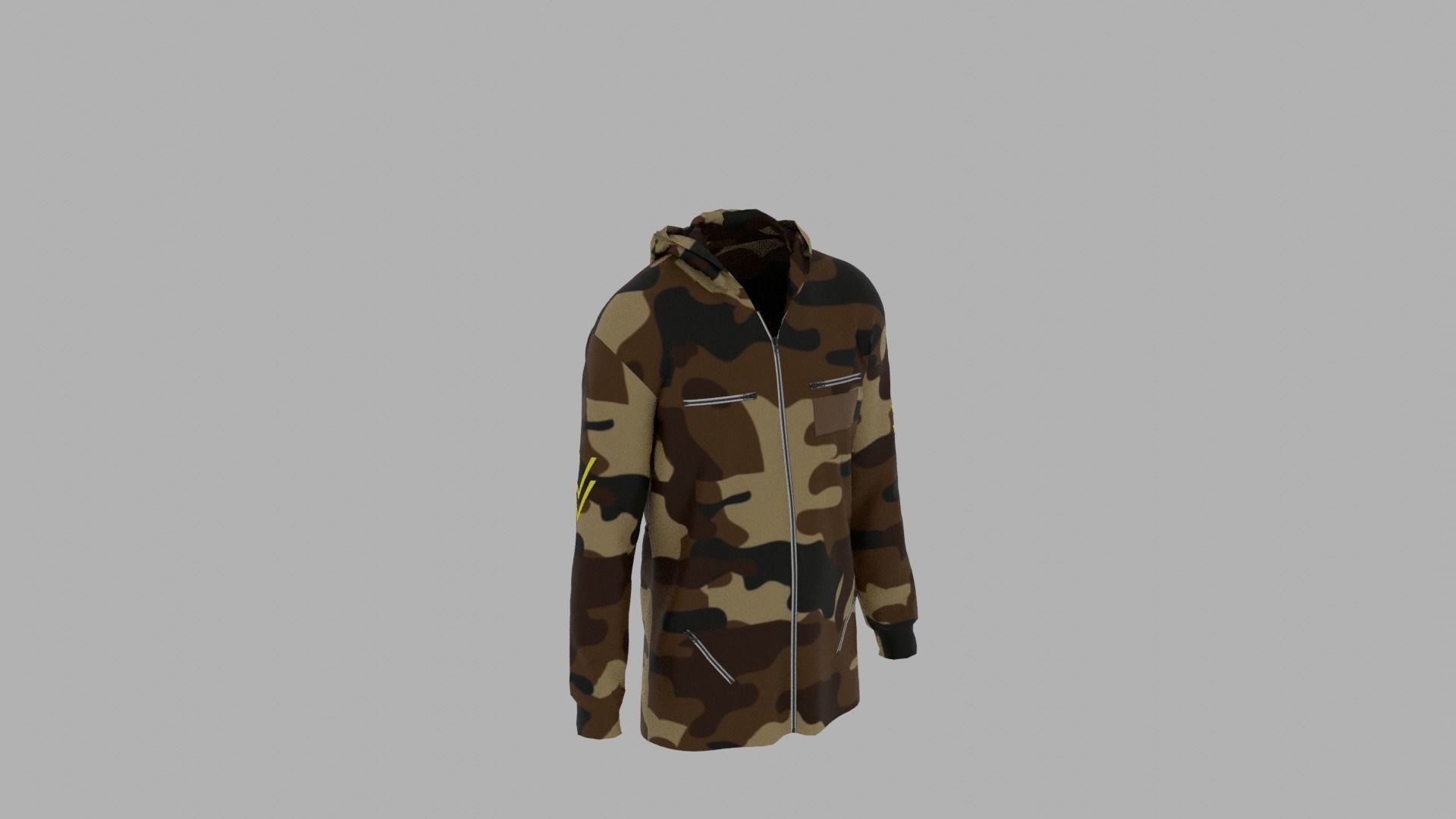 Hoodie mannequin in camouflage Low-poly 3D model_4