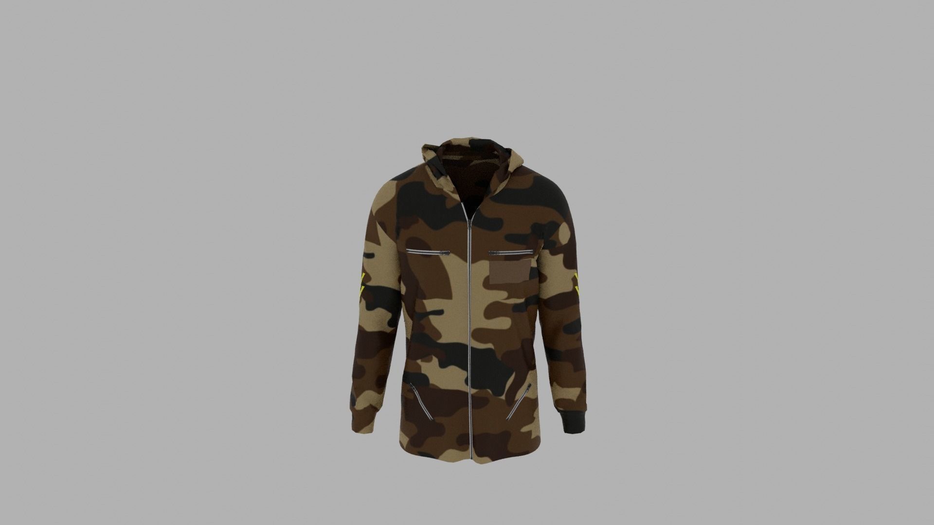 Hoodie mannequin in camouflage Low-poly 3D model_5