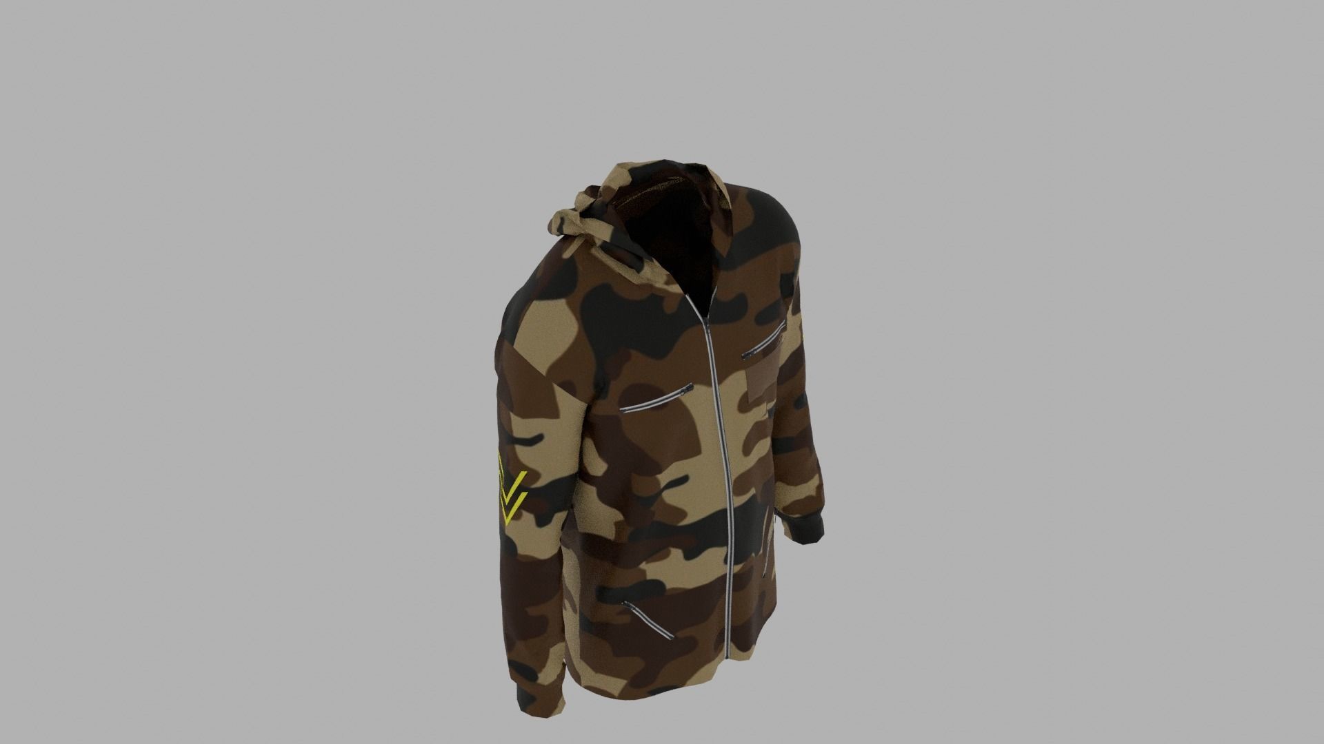 Hoodie mannequin in camouflage Low-poly 3D model_7
