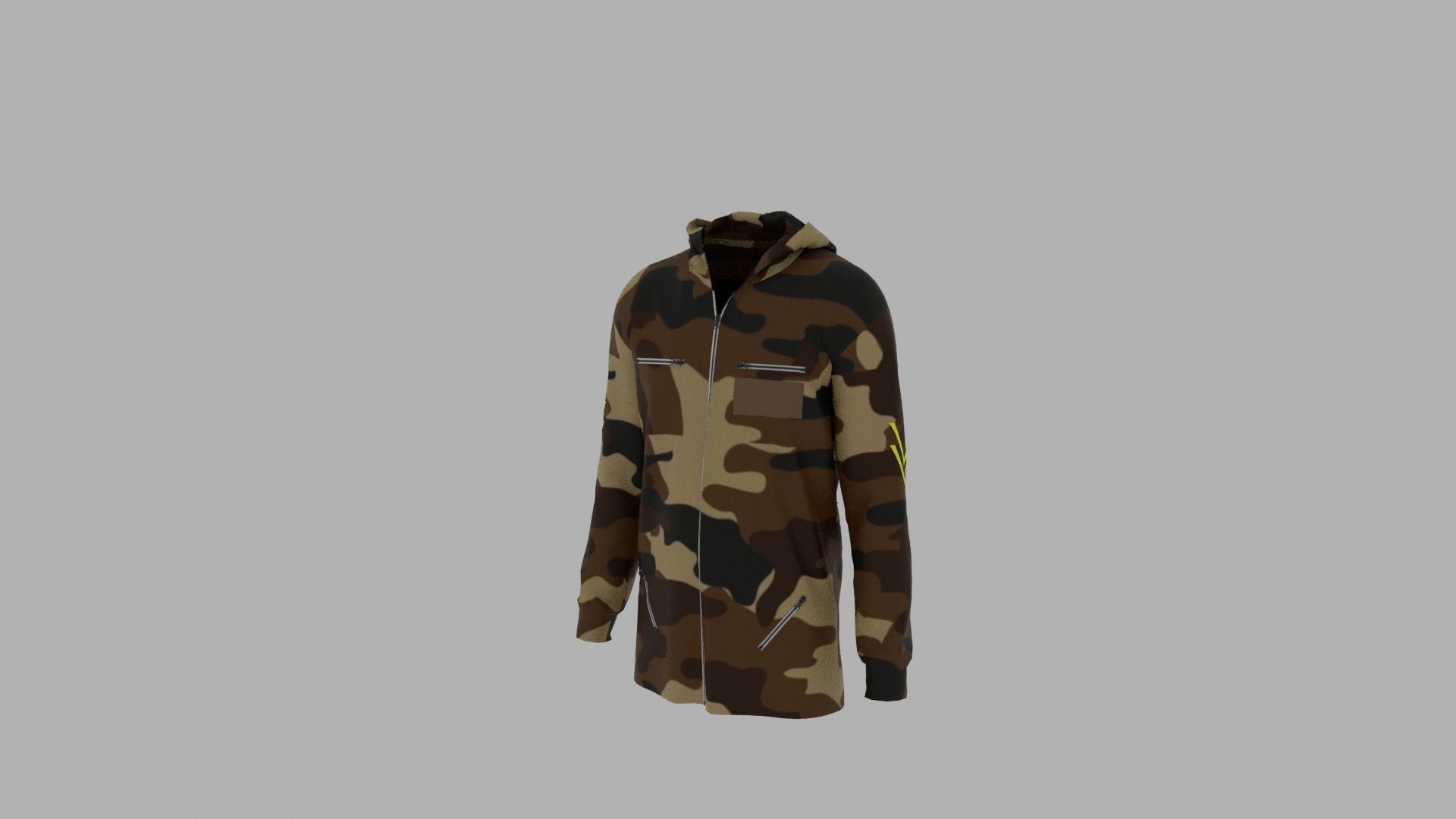 Hoodie mannequin in camouflage Low-poly 3D model_2