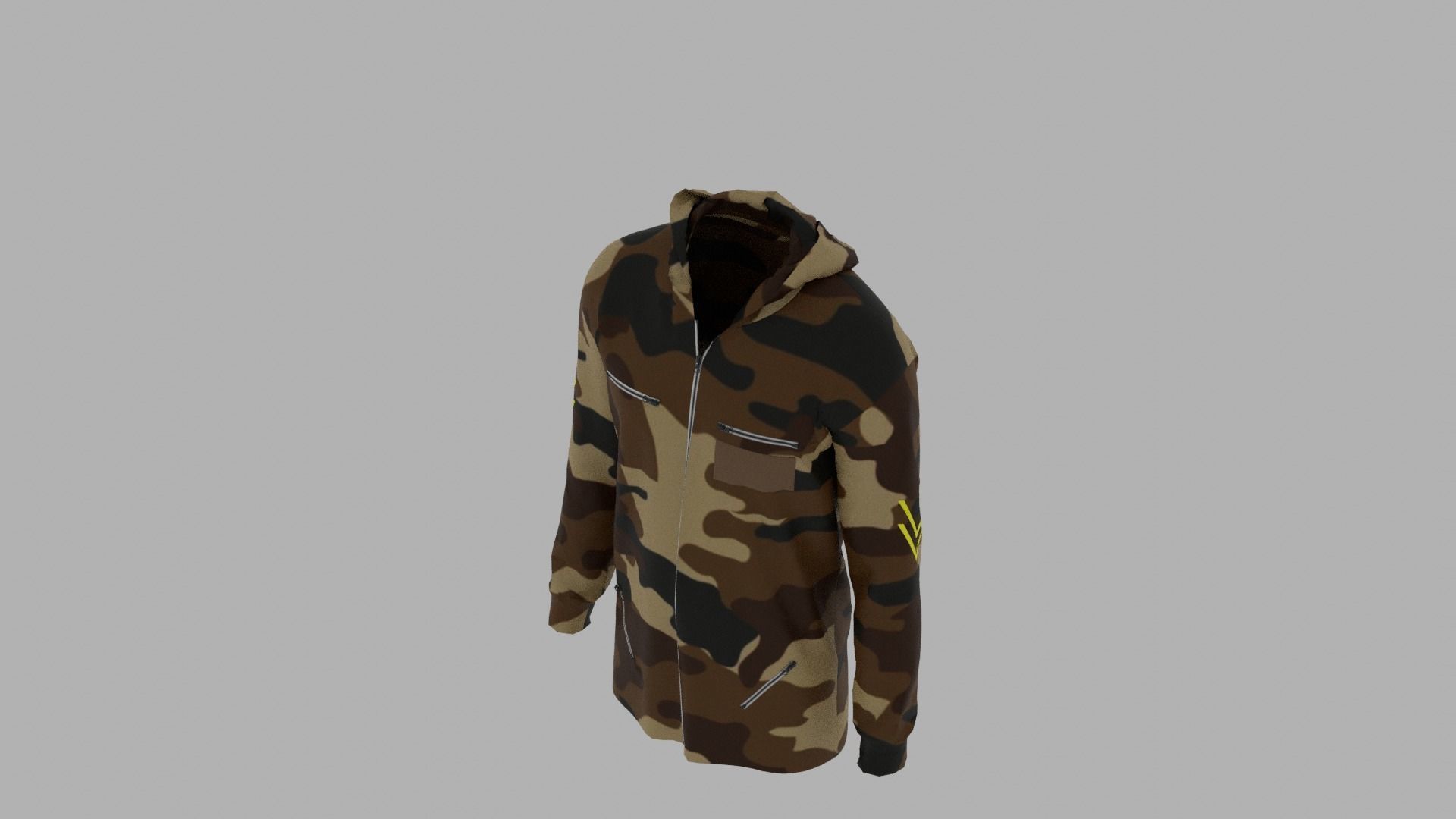 Hoodie mannequin in camouflage Low-poly 3D model_6
