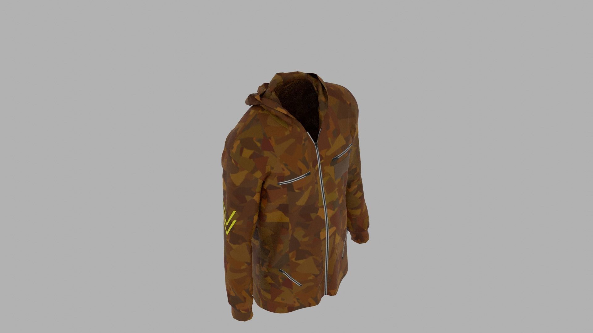 Hoodie mannequin wearing camouflage jacket Low-poly 3D model_7