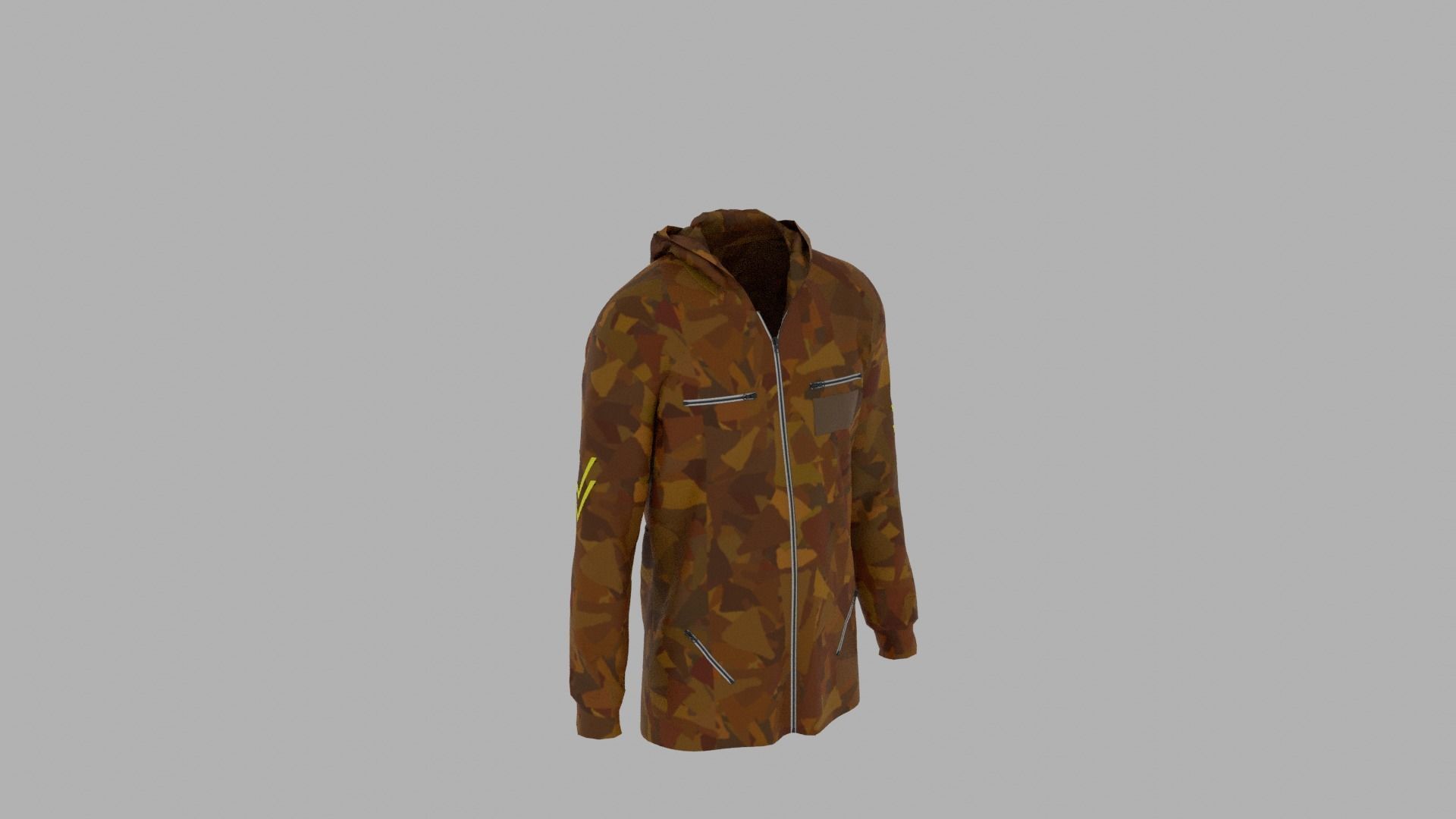 Hoodie mannequin wearing camouflage jacket Low-poly 3D model_4