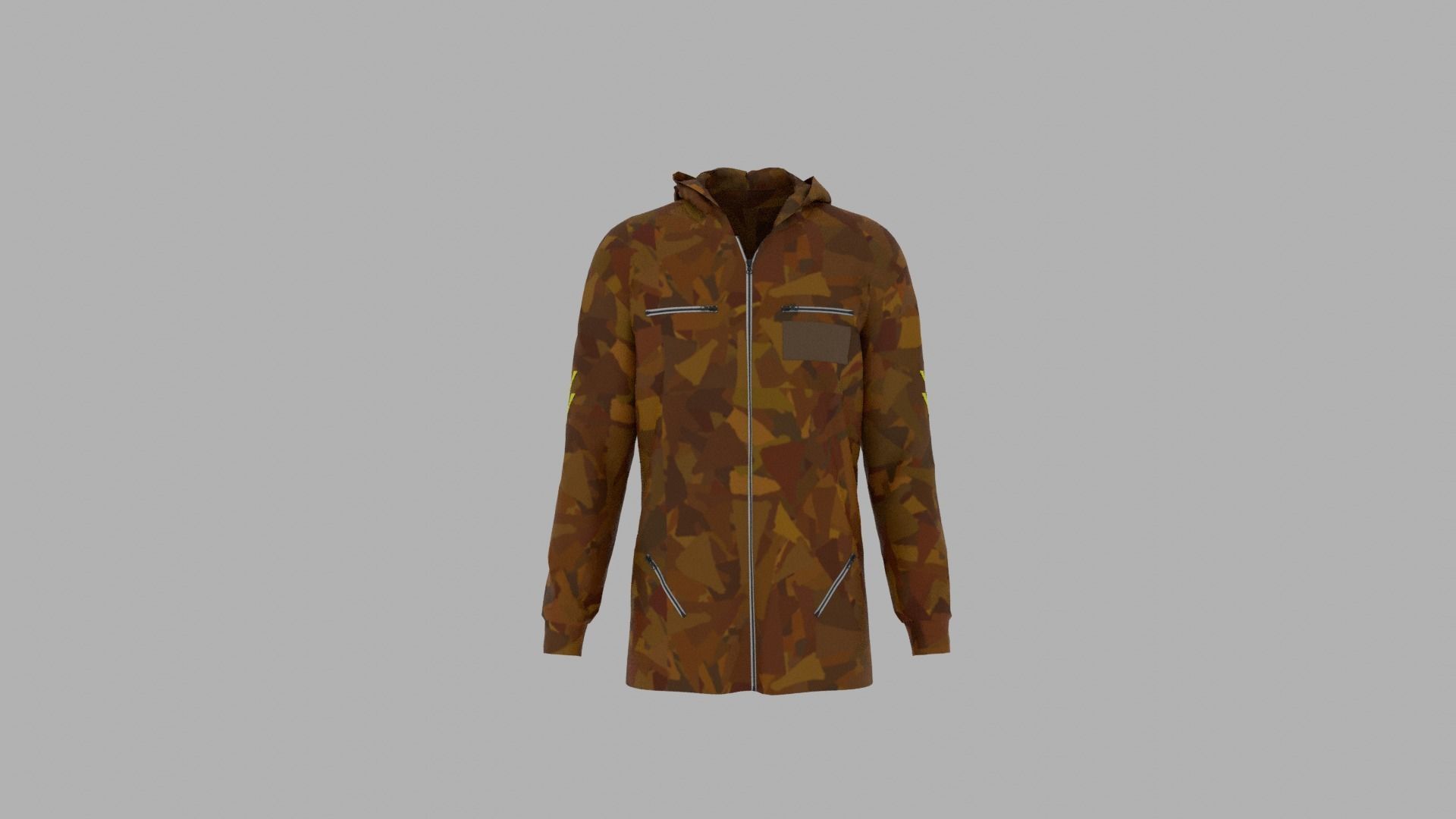 Hoodie mannequin wearing camouflage jacket Low-poly 3D model_1