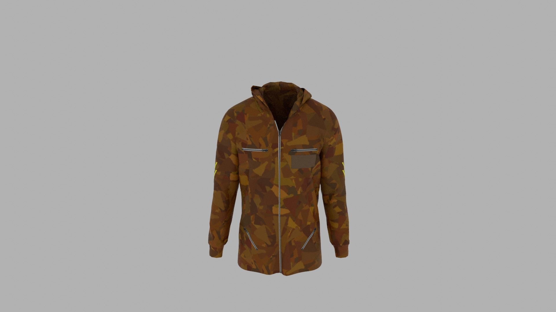 Hoodie mannequin wearing camouflage jacket Low-poly 3D model_5