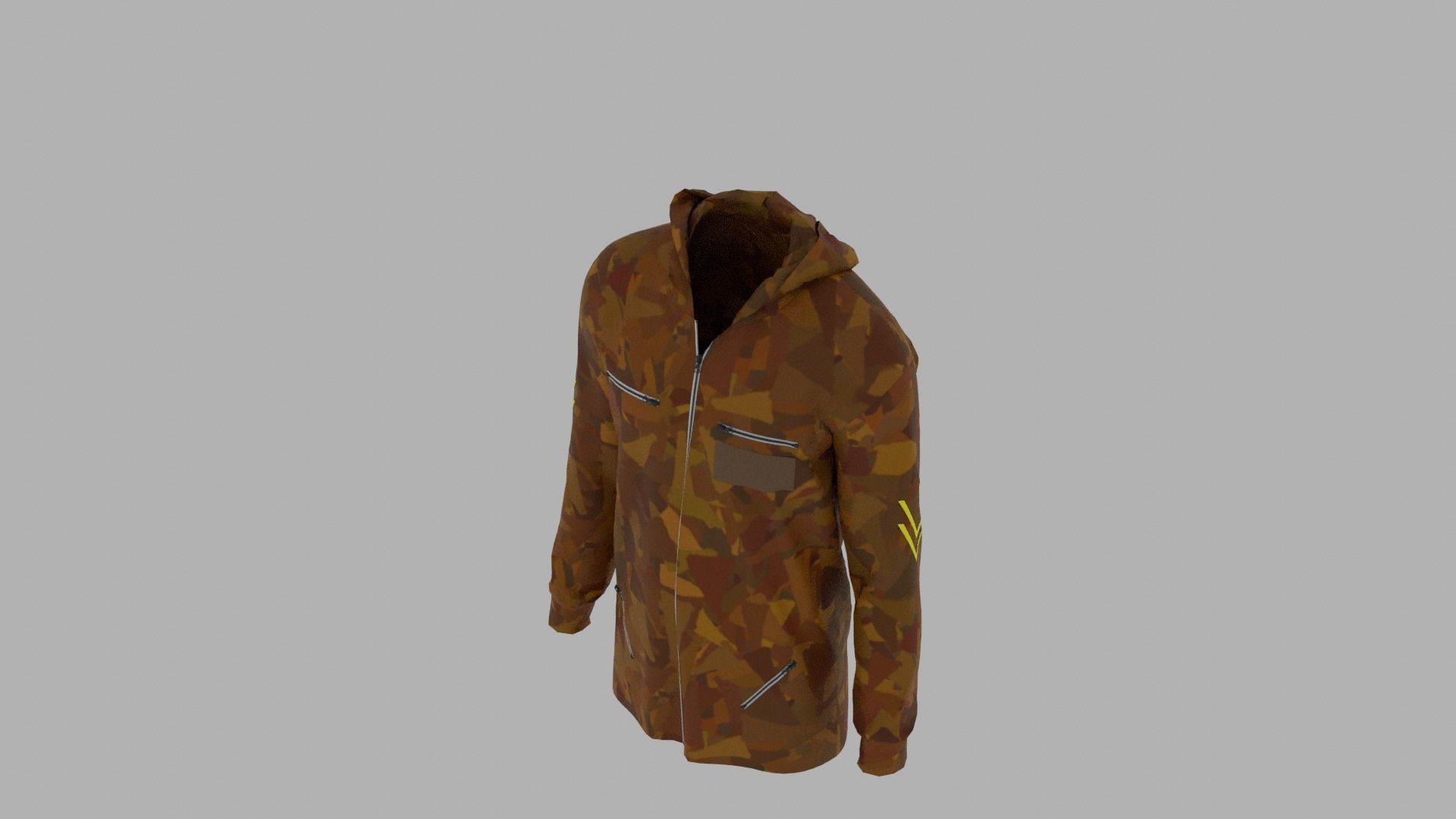 Hoodie mannequin wearing camouflage jacket Low-poly 3D model_6