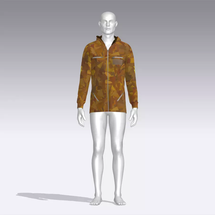 Hoodie mannequin wearing camouflage jacket Low-poly 3D model_0