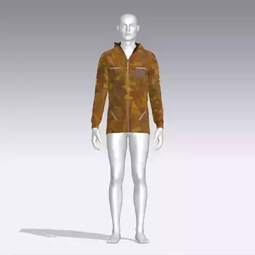Hoodie mannequin wearing camouflage jacket