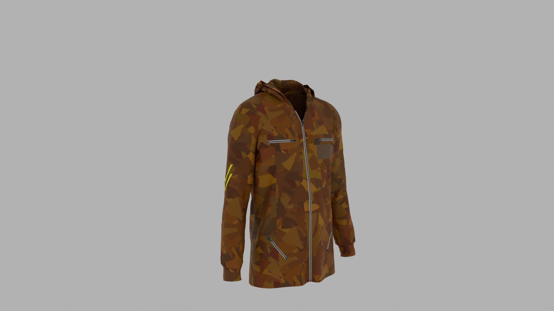 Hoodie mannequin wearing camouflage jacket Low-poly 3D model_3