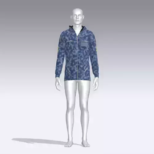 Hoodie mannequin wearing camouflage jacket