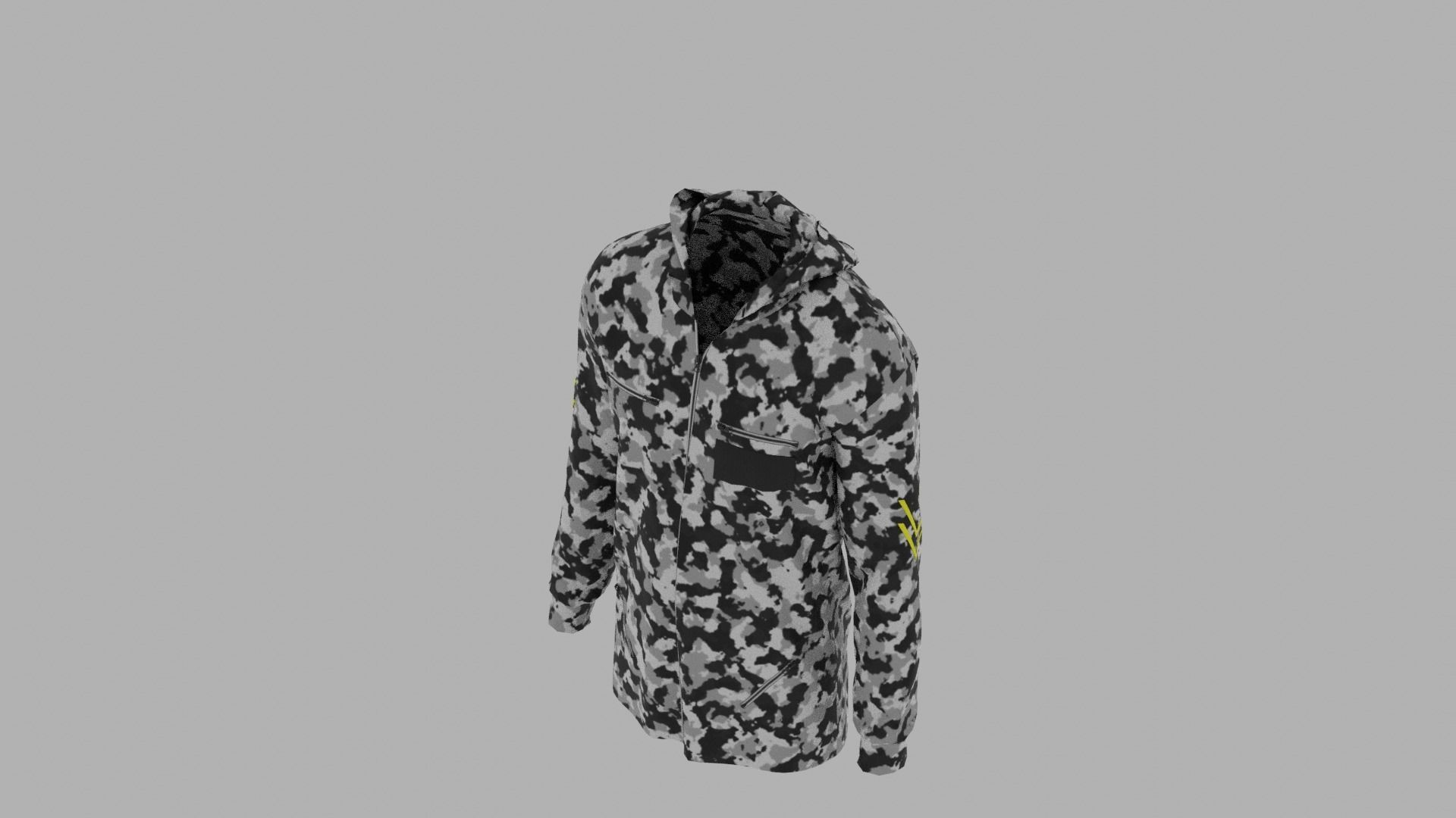 Hoodie mannequin wearing camouflage jacket Low-poly 3D model_6