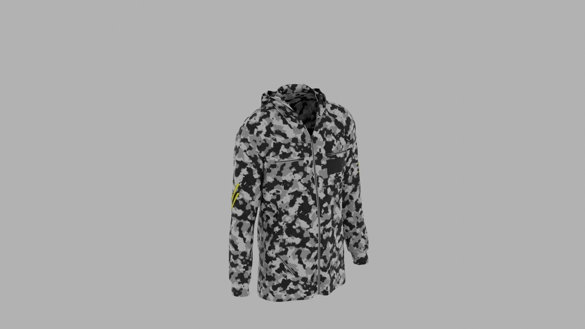 Hoodie mannequin wearing camouflage jacket Low-poly 3D model_4