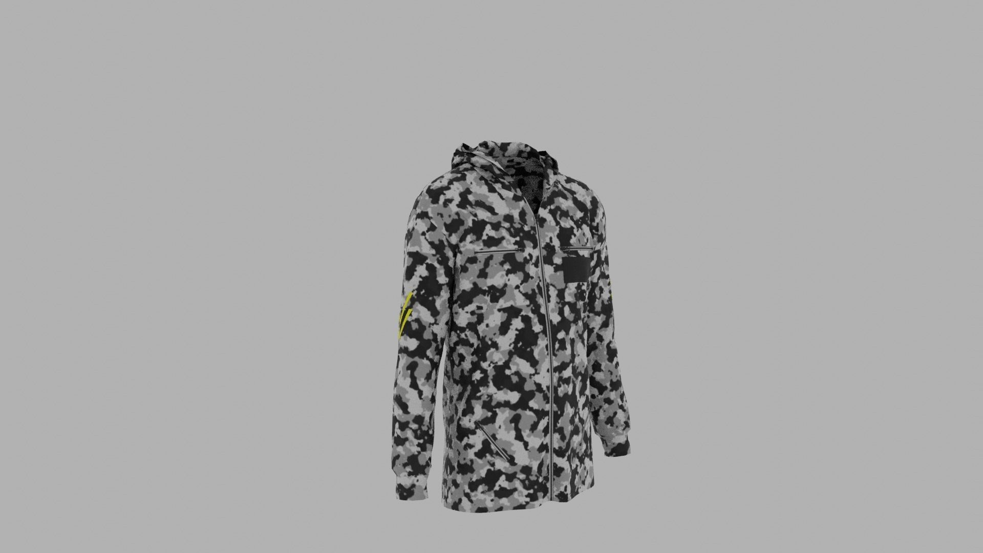 Hoodie mannequin wearing camouflage jacket Low-poly 3D model_3