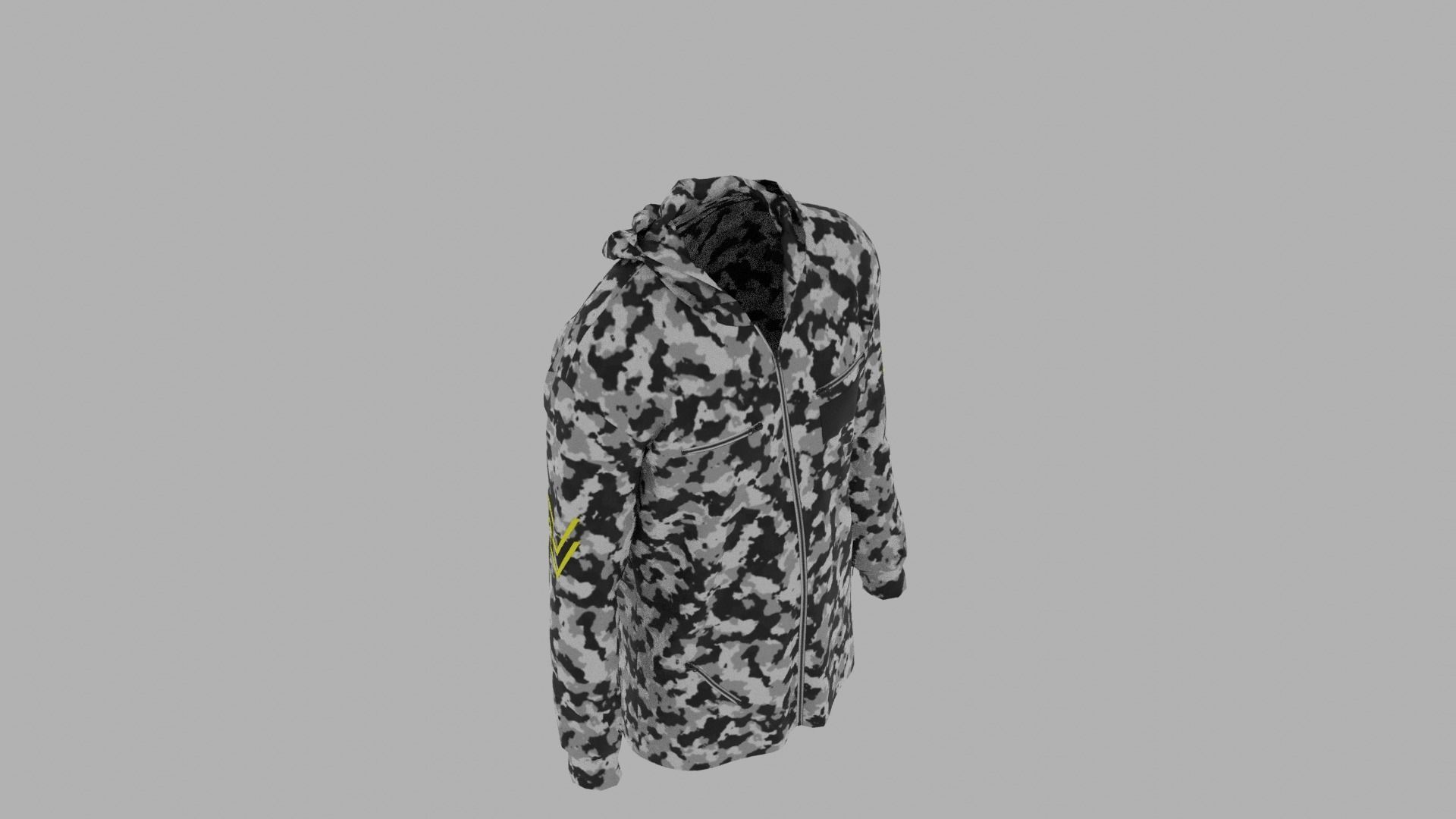Hoodie mannequin wearing camouflage jacket Low-poly 3D model_7