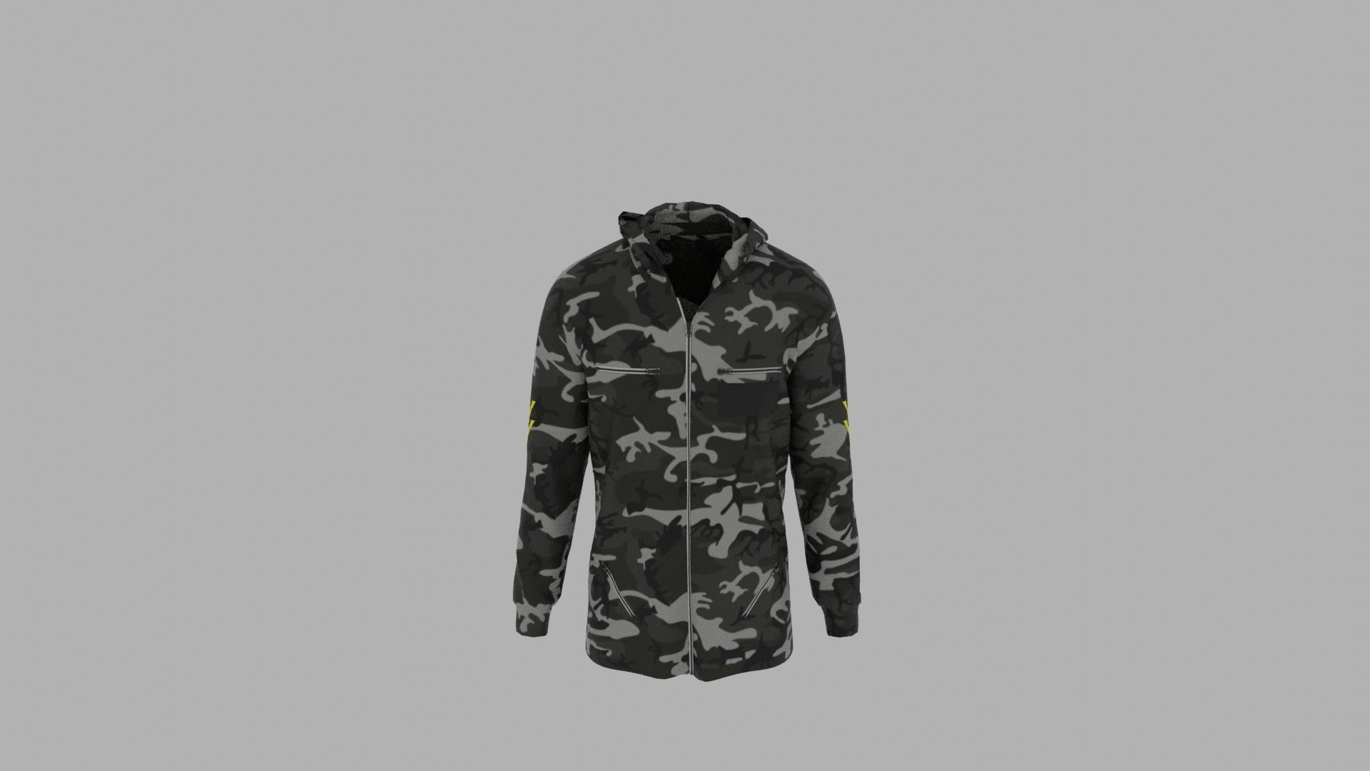 Hoodie mannequin wearing camouflage Low-poly 3D model_5