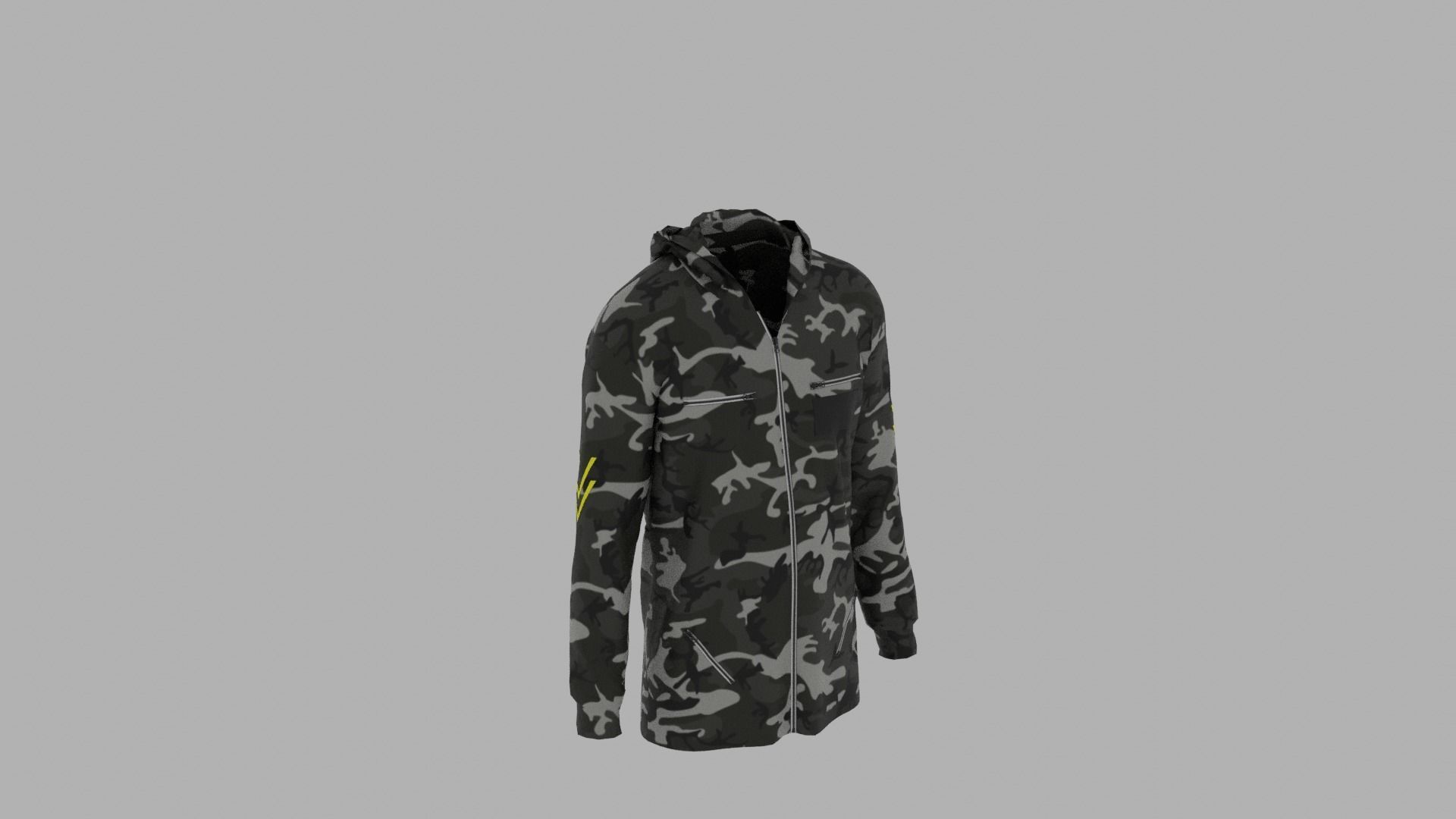 Hoodie mannequin wearing camouflage Low-poly 3D model_4