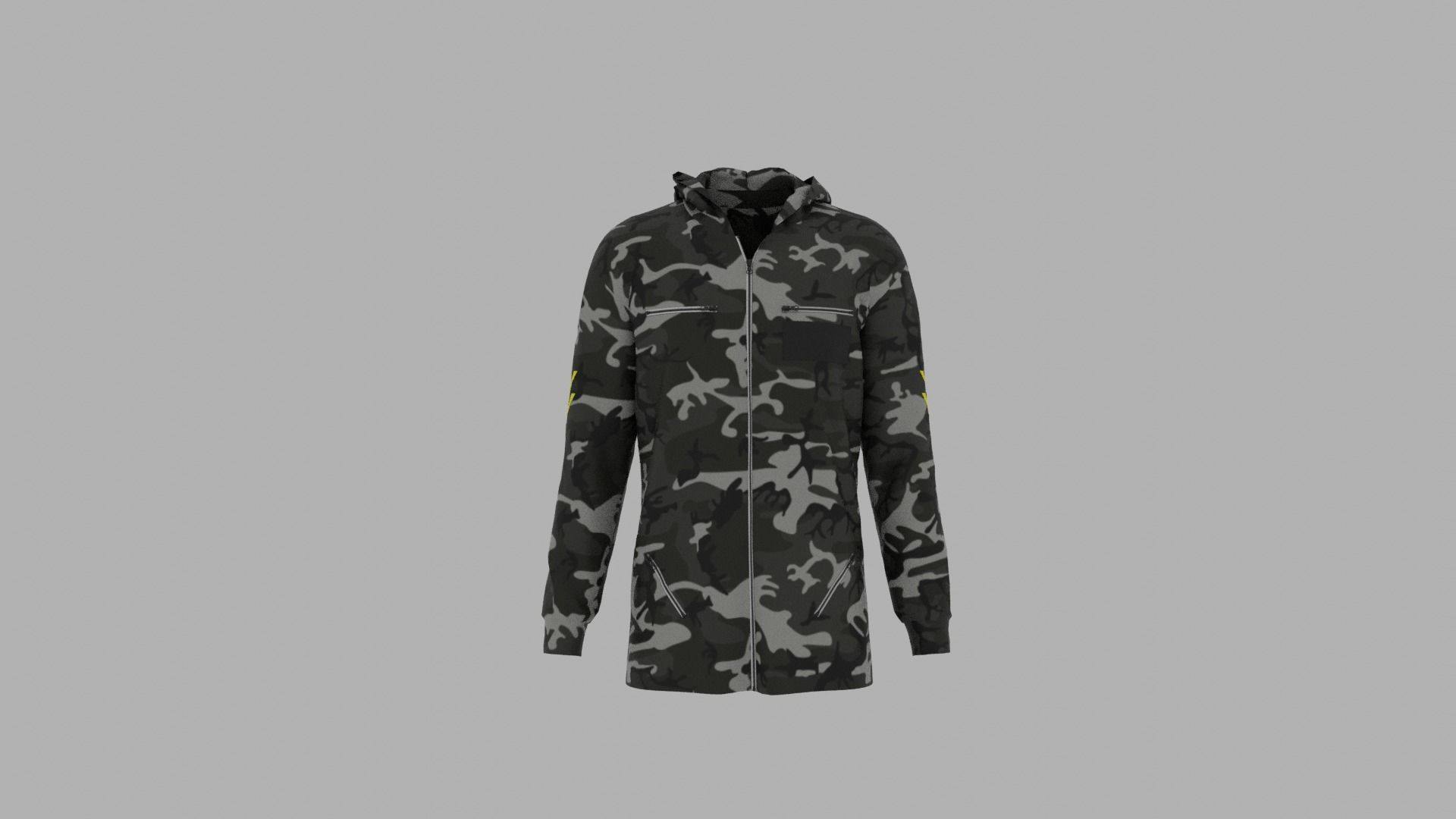 Hoodie mannequin wearing camouflage Low-poly 3D model_1