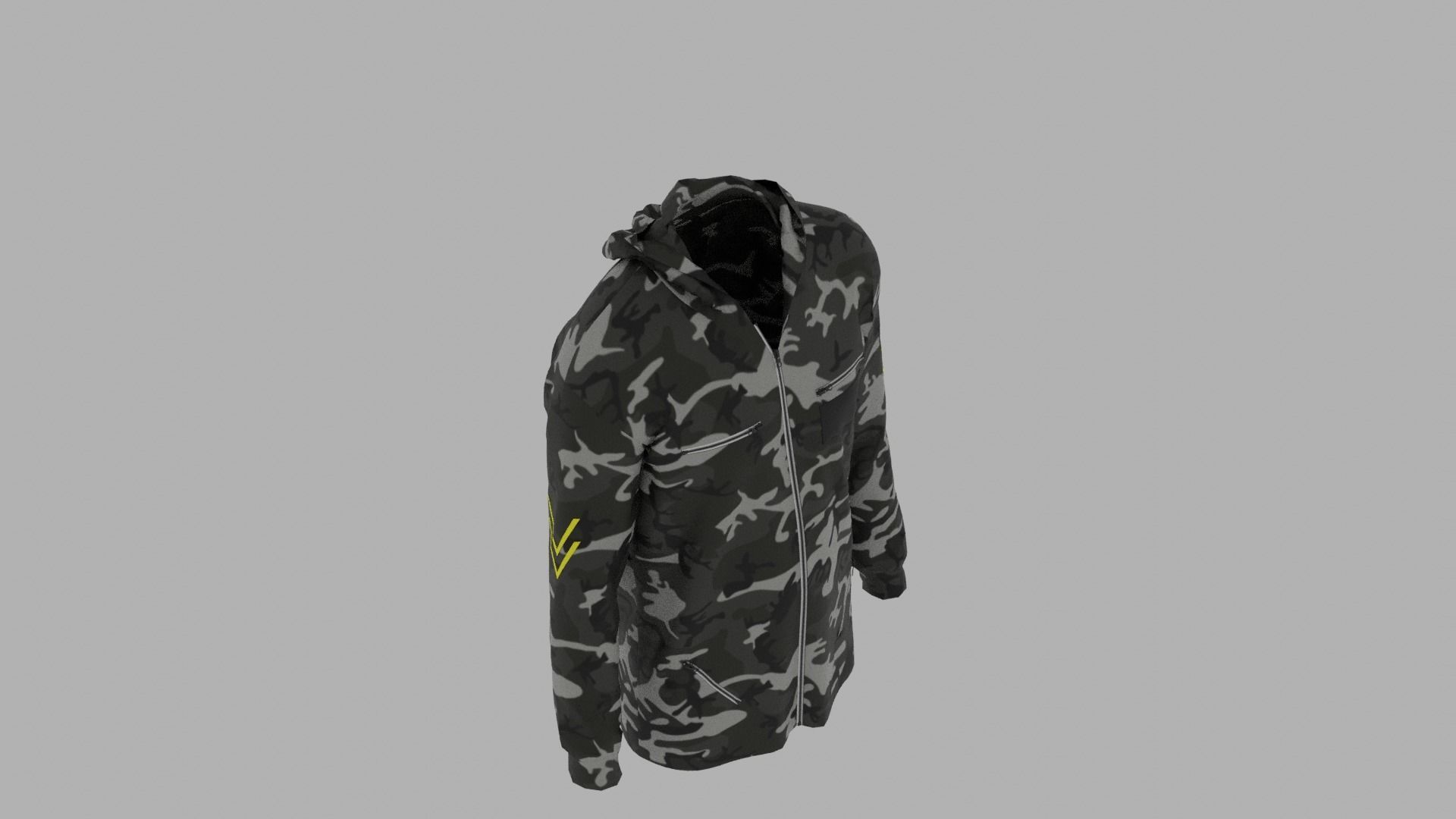 Hoodie mannequin wearing camouflage Low-poly 3D model_7