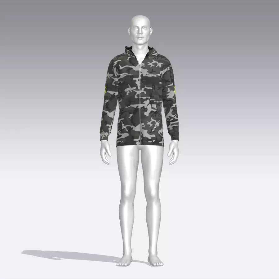 Hoodie mannequin wearing camouflage Low-poly 3D model_0