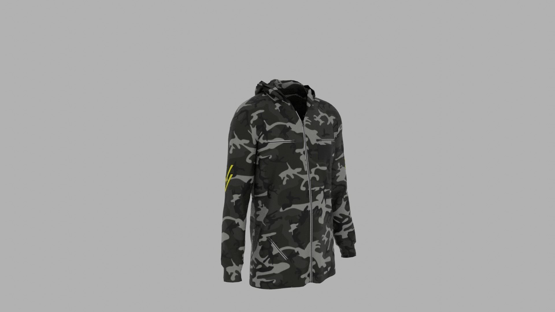 Hoodie mannequin wearing camouflage Low-poly 3D model_3