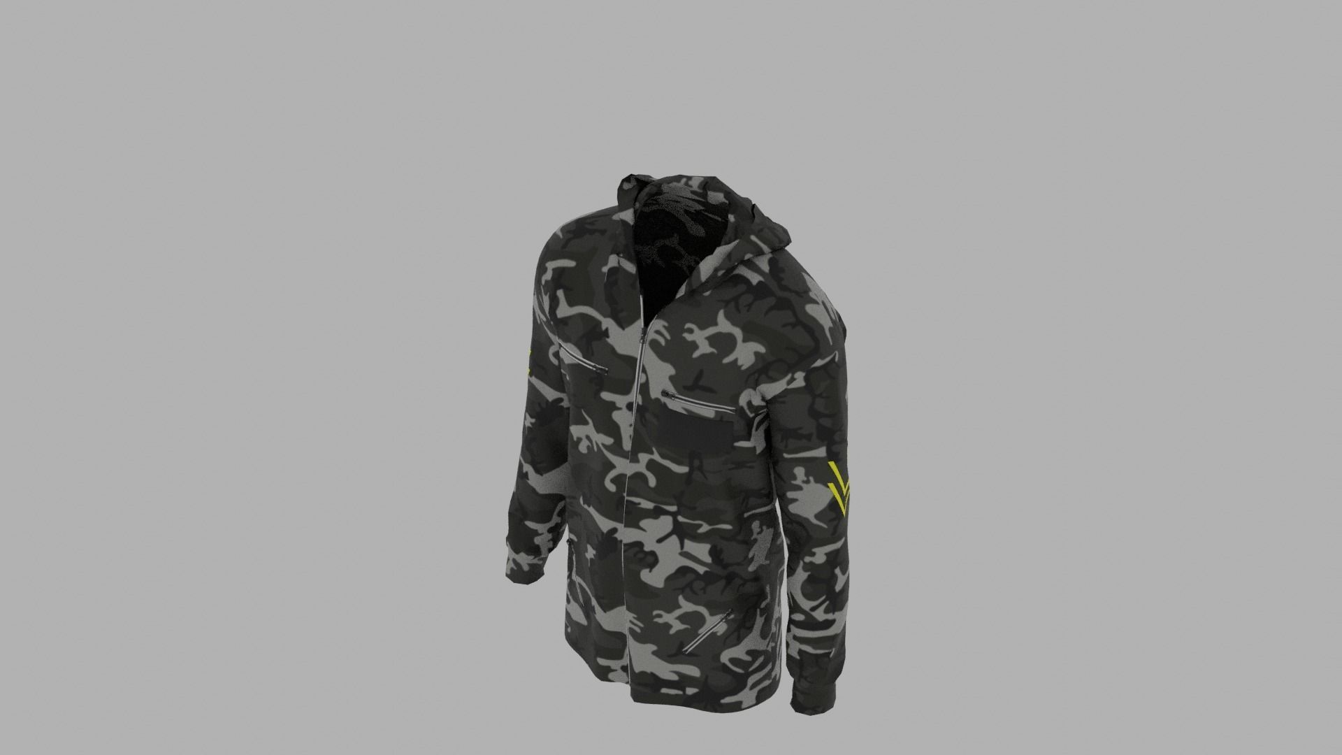 Hoodie mannequin wearing camouflage Low-poly 3D model_6